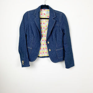 Boden Casual Chic Blue Denim Blazer Linen Jacket